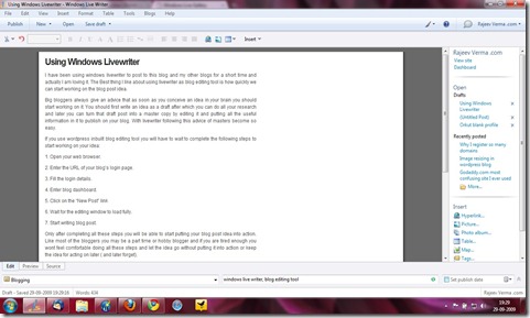 Using Windows Livewriter